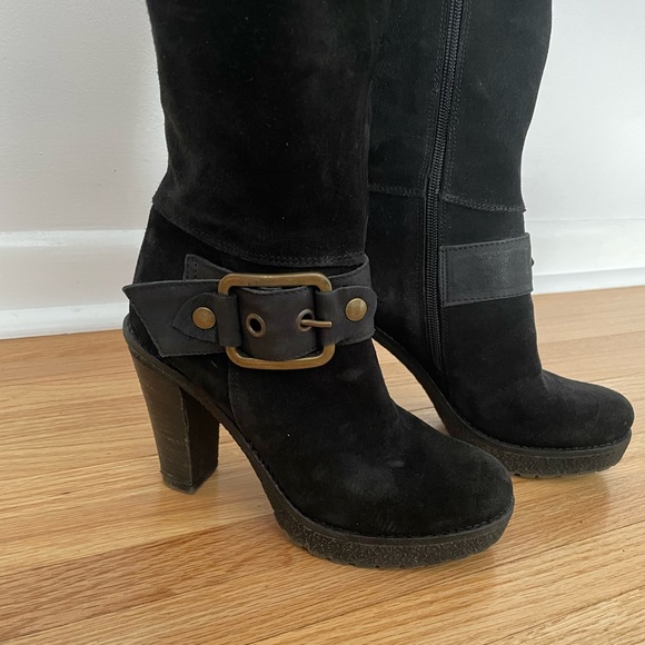 Browns Footwear boots in black suede with buckle hardware, womens size 5 - Picture 2 of 5